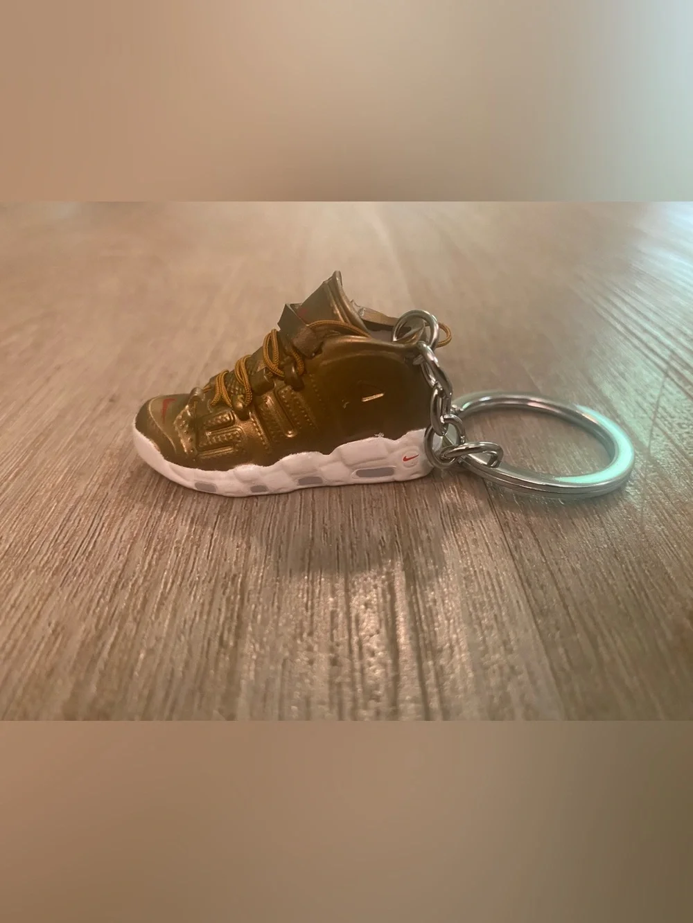 Mini Nike Air More Uptempo Supreme Gold Keychain